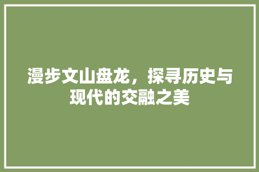 漫步文山盘龙，探寻历史与现代的交融之美  第1张