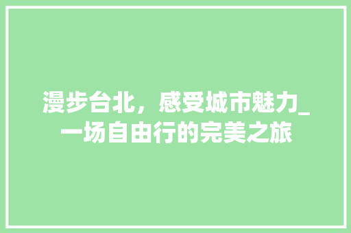 漫步台北，感受城市魅力_一场自由行的完美之旅  第1张