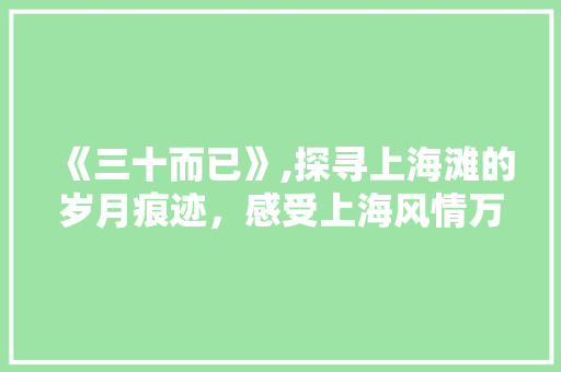 《三十而已》,探寻上海滩的岁月痕迹，感受上海风情万种  第1张