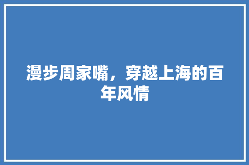 漫步周家嘴，穿越上海的百年风情