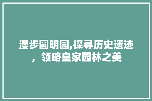 漫步圆明园,探寻历史遗迹，领略皇家园林之美