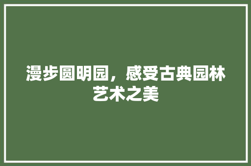 漫步圆明园，感受古典园林艺术之美  第1张