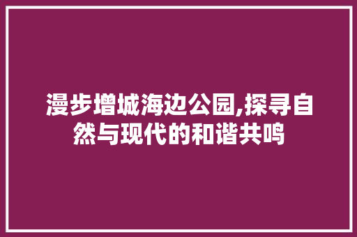 漫步增城海边公园,探寻自然与现代的和谐共鸣