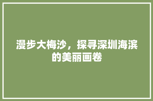 漫步大梅沙，探寻深圳海滨的美丽画卷  第1张