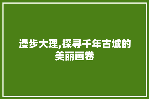 漫步大理,探寻千年古城的美丽画卷  第1张