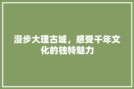 漫步大理古城，感受千年文化的独特魅力  第1张