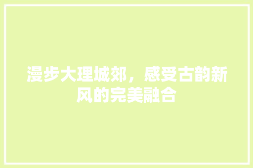 漫步大理城郊，感受古韵新风的完美融合  第1张