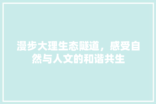 漫步大理生态隧道，感受自然与人文的和谐共生