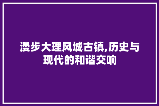 漫步大理风城古镇,历史与现代的和谐交响