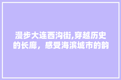 漫步大连西沟街,穿越历史的长廊，感受海滨城市的韵味