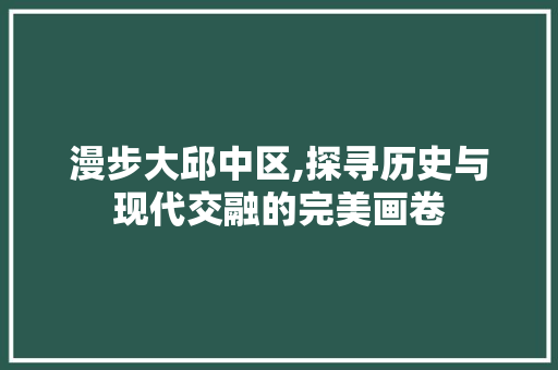 漫步大邱中区,探寻历史与现代交融的完美画卷