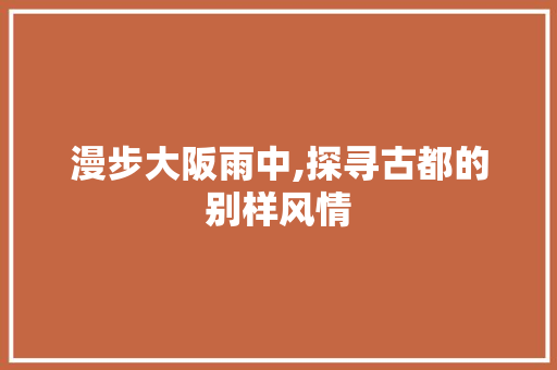 漫步大阪雨中,探寻古都的别样风情