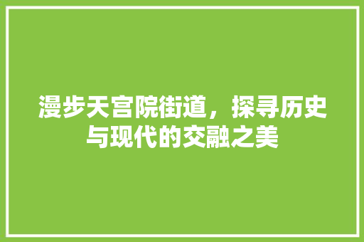 漫步天宫院街道，探寻历史与现代的交融之美