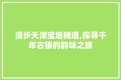 漫步天津宝坻栈道,探寻千年古镇的韵味之旅