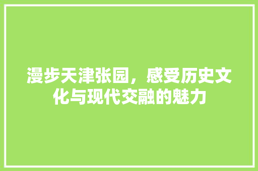 漫步天津张园，感受历史文化与现代交融的魅力  第1张