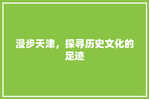 漫步天津，探寻历史文化的足迹