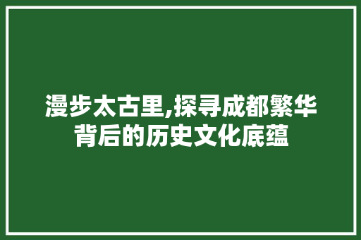 漫步太古里,探寻成都繁华背后的历史文化底蕴