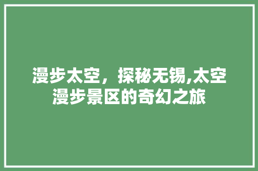 漫步太空，探秘无锡,太空漫步景区的奇幻之旅  第1张