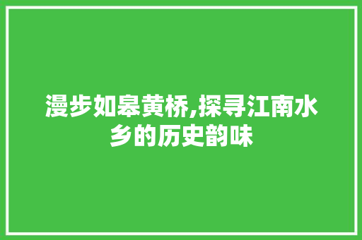 漫步如皋黄桥,探寻江南水乡的历史韵味