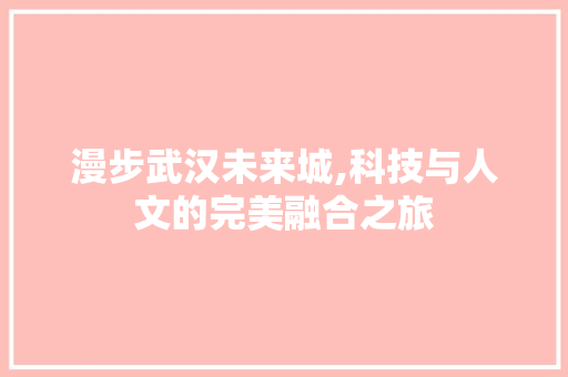 漫步武汉未来城,科技与人文的完美融合之旅