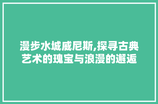 漫步水城威尼斯,探寻古典艺术的瑰宝与浪漫的邂逅