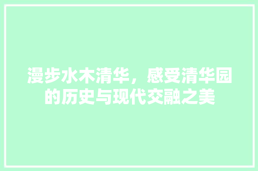 漫步水木清华，感受清华园的历史与现代交融之美