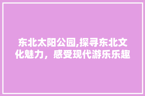 东北太阳公园,探寻东北文化魅力，感受现代游乐乐趣