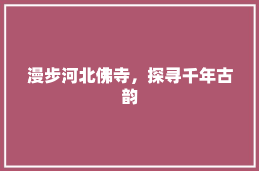 漫步河北佛寺，探寻千年古韵  第1张