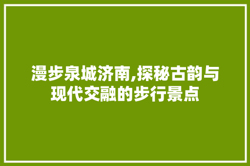 漫步泉城济南,探秘古韵与现代交融的步行景点