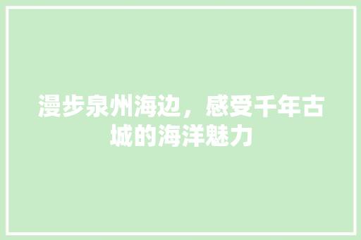 漫步泉州海边，感受千年古城的海洋魅力