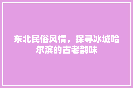 东北民俗风情，探寻冰城哈尔滨的古老韵味