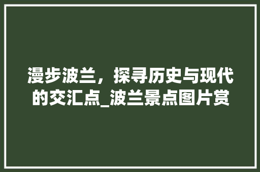 漫步波兰，探寻历史与现代的交汇点_波兰景点图片赏析