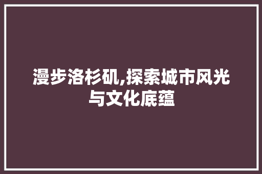 漫步洛杉矶,探索城市风光与文化底蕴