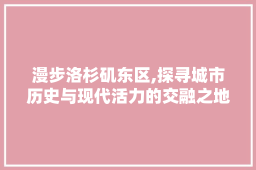 漫步洛杉矶东区,探寻城市历史与现代活力的交融之地