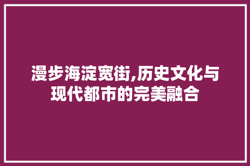 漫步海淀宽街,历史文化与现代都市的完美融合