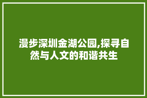 漫步深圳金湖公园,探寻自然与人文的和谐共生