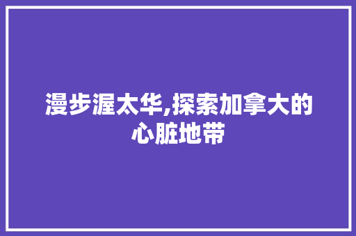 漫步渥太华,探索加拿大的心脏地带