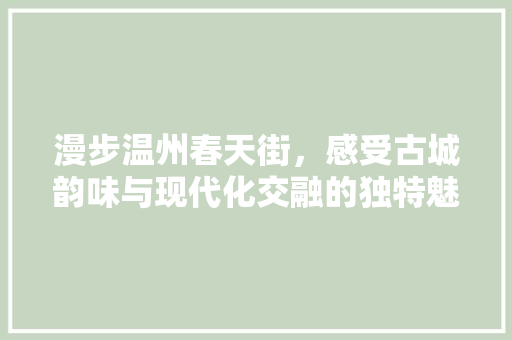 漫步温州春天街，感受古城韵味与现代化交融的独特魅力