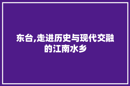 东台,走进历史与现代交融的江南水乡