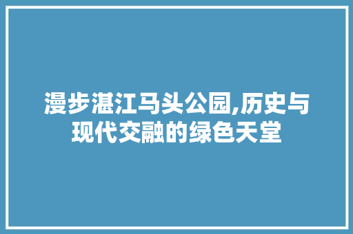 漫步湛江马头公园,历史与现代交融的绿色天堂