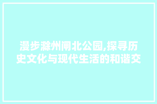 漫步滁州闸北公园,探寻历史文化与现代生活的和谐交融