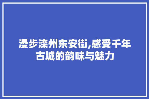 漫步滦州东安街,感受千年古城的韵味与魅力