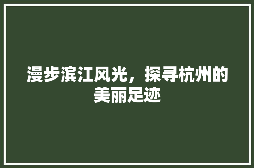 漫步滨江风光，探寻杭州的美丽足迹