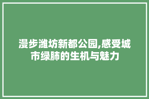 漫步潍坊新都公园,感受城市绿肺的生机与魅力