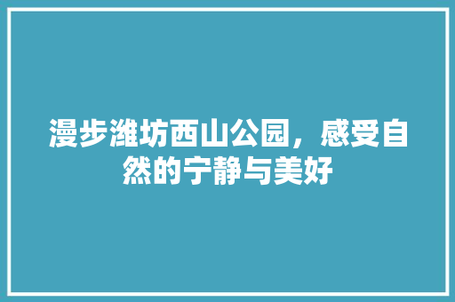 漫步潍坊西山公园，感受自然的宁静与美好