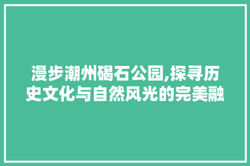 漫步潮州碣石公园,探寻历史文化与自然风光的完美融合