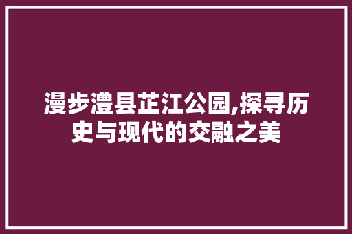 漫步澧县芷江公园,探寻历史与现代的交融之美