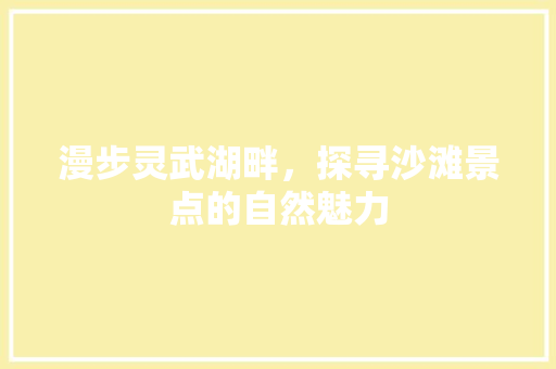 漫步灵武湖畔，探寻沙滩景点的自然魅力