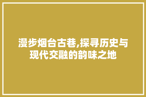 漫步烟台古巷,探寻历史与现代交融的韵味之地