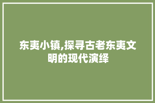 东夷小镇,探寻古老东夷文明的现代演绎